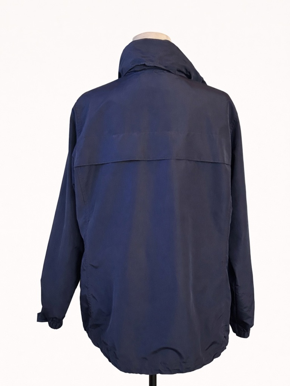 Lands’ End Navy Windbreaker Jacket Hooded Zip Medium 10-12 - Picture 4 of 10